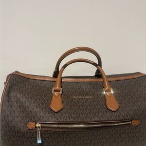 Michael Kors Black and Brown Monogram Duffel Bag